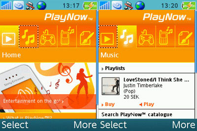 Сервис Sony Ericsson PlayNow.