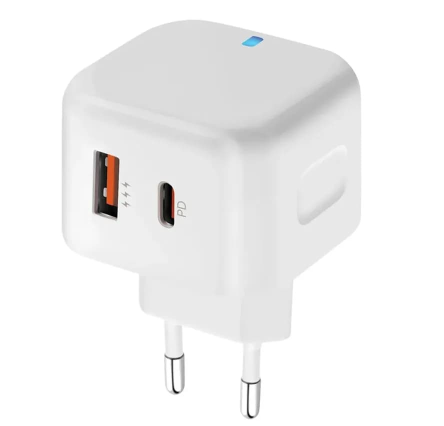 СЗУ PERO TC10 USB-C + USB-A c кабелем C to L в комплекте, 20W, белый