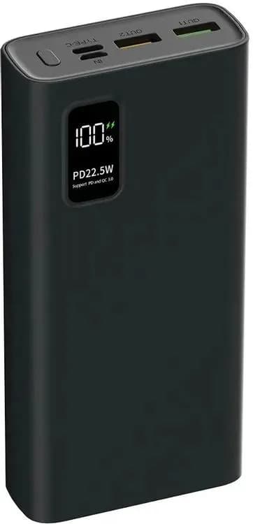 Внешний аккумулятор PERO PB05 10000 mAh, Li-Pol, output USB-C + 2 USB-A, черный