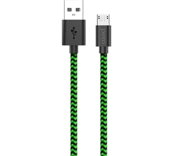 Дата-кабель PERO DC-04 micro-USB, 2А, 1м, Green-black