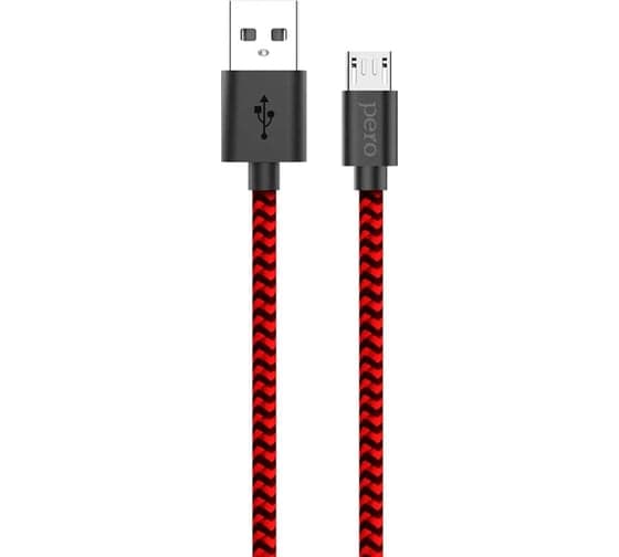 Дата-кабель PERO DC-04 micro-USB, 2А, 1м, Red-black