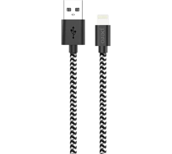 Дата-кабель PERO DC-04 8-pin Lightning, 2А, 1м, Silver-black